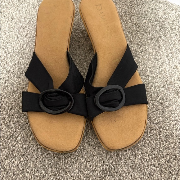 Italian Shoemakers Damiani’s Wedge Black Sandals in Sadie Made in Italy Size 9.5 - Picture 5 of 8